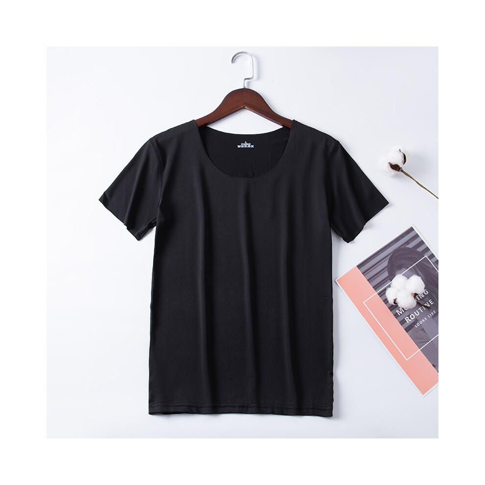 (Black, L 45-50KG) Summer Women T-shirts Ice Silk T-shirt Vest Short Sleeve Tank Fashion Woman Blouses Slim y2k Tops Undershirt Woman Clothes