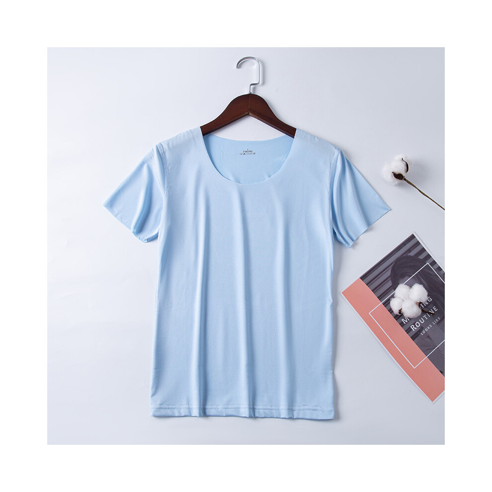 (Blue, XXXL 65-75KG) Summer Women T-shirts Ice Silk T-shirt Vest Short Sleeve Tank Fashion Woman Blouses Slim y2k Tops Undershirt Woman Clothes