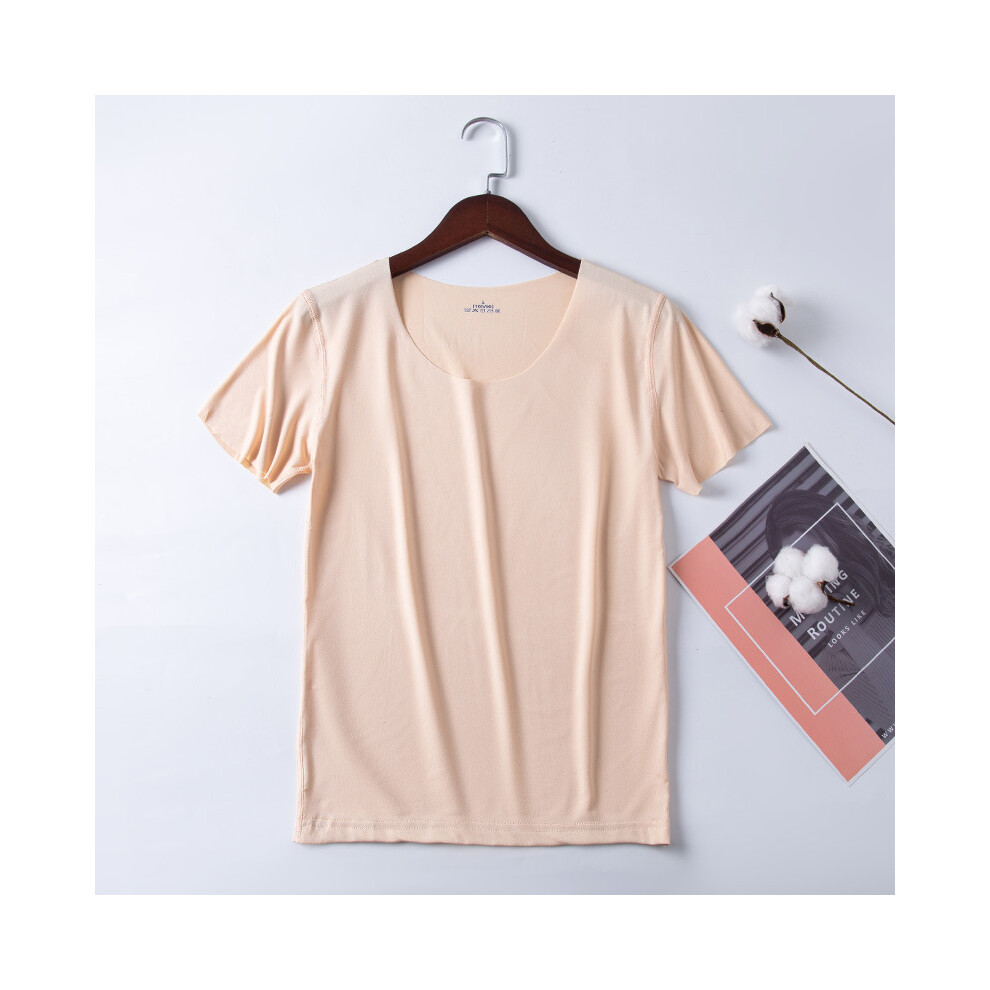 (Skin, M 40-45KG) Summer Women T-shirts Ice Silk T-shirt Vest Short Sleeve Tank Fashion Woman Blouses Slim y2k Tops Undershirt Woman Clothes