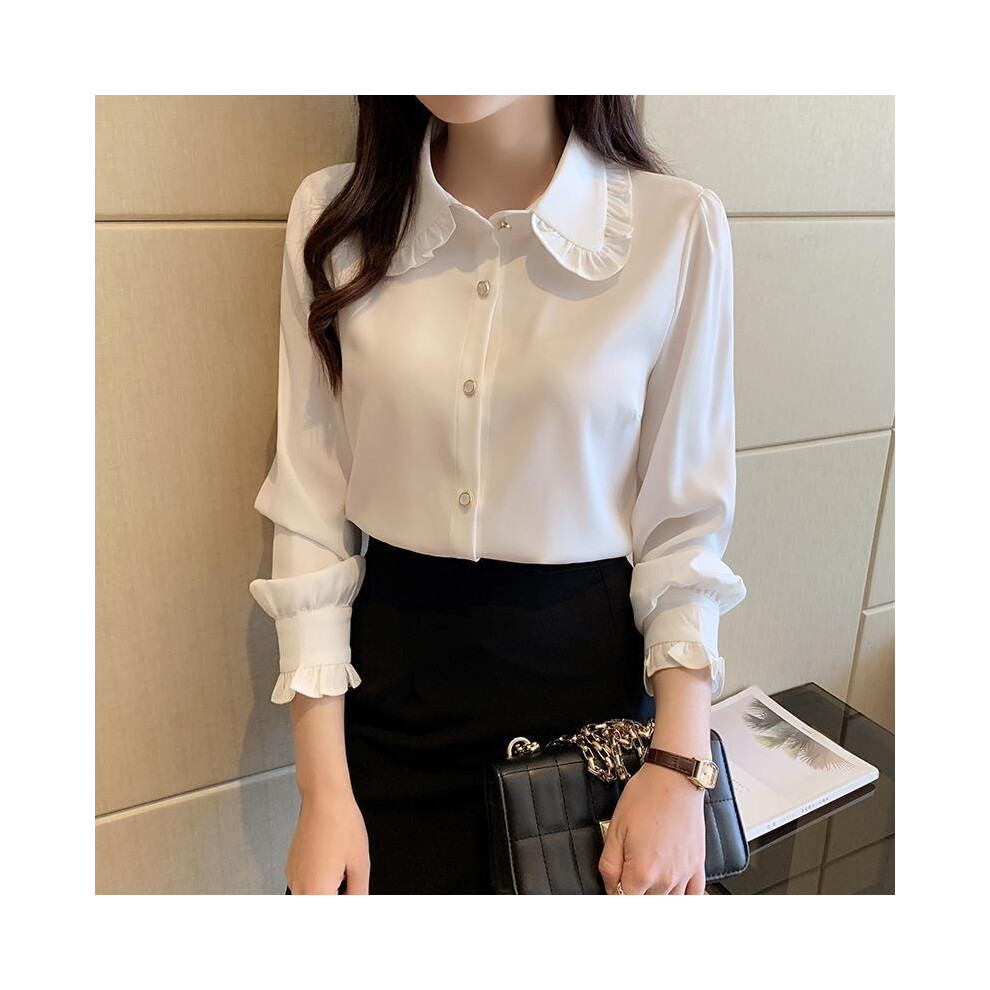 (White, XXL) Office Lady White All-match Youth Shirt Tops Spring Autumn Long Sleeve Preppy Style Loose Blouse Fashion Korean Women Clothing-image-OPC-PG8YWWY-NEW
