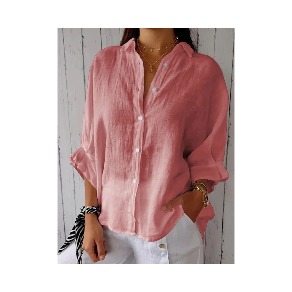 (4, XXXL) Blusas Para Mujer Cotton Linen Women Shirt Black Turn-Down Collar Lace Up Loose Blouses Female Casual Trendy Ladies Clothes