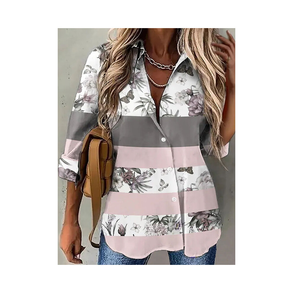 Maxpower (Gray, Xxxl) Spring And Autumn Women's Shirts Loose Fashion Large Size Shirts Women's Casual Long Sleeve Ladies Tops