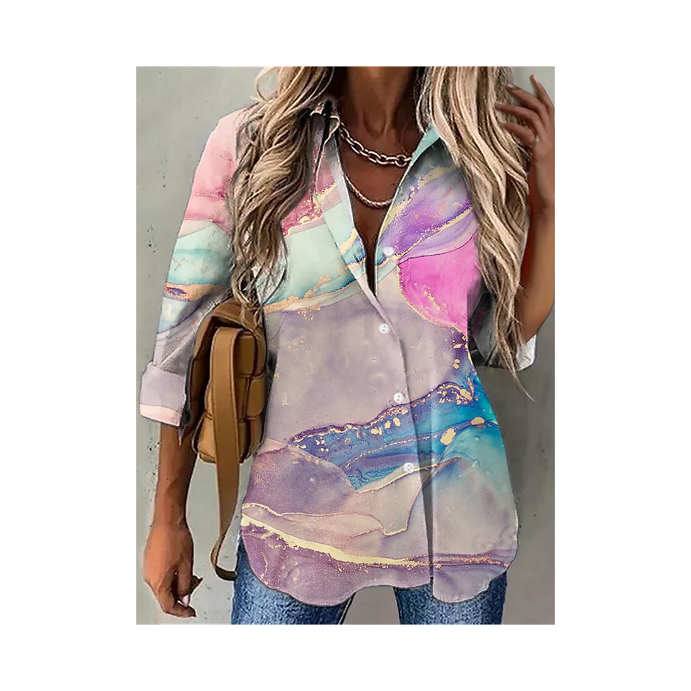 Maxpower (Pink, Xxl) Spring And Autumn Women's Shirts Loose Fashion Large Size Shirts Women's Casual Long Sleeve Ladies Tops