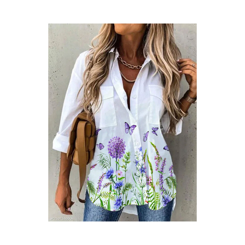 Maxpower (White, 5XL) Spring And Autumn Women's Shirts Loose Fashion Large Size Shirts Women's Casual Long Sleeve Ladies Tops