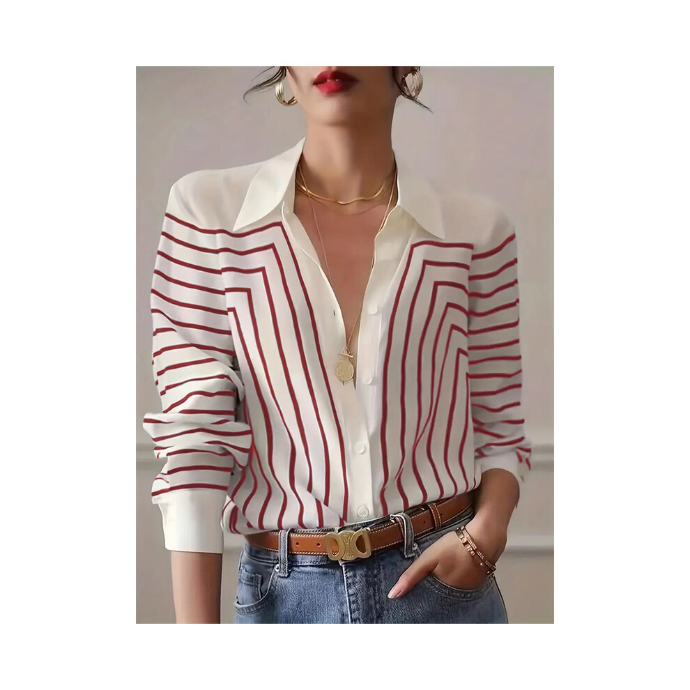 (B25SLTH24991304, XXXL) Fashion Luxury Women's Shirts French Texture Printing Women's Shirts Spring And Autumn Long-sleeved Women Business Office Shir-image-OPC-PG8YZ2K-NEW