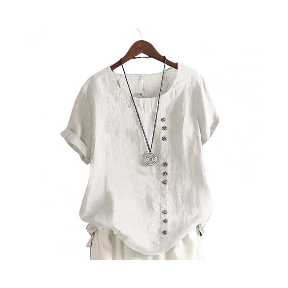 (White, XL) Summer Knit Retro Oversize T-shirt Large Casual Loose Cotton Short Sleeve Tops Elegant Leisure Shirts for Women Clothes
