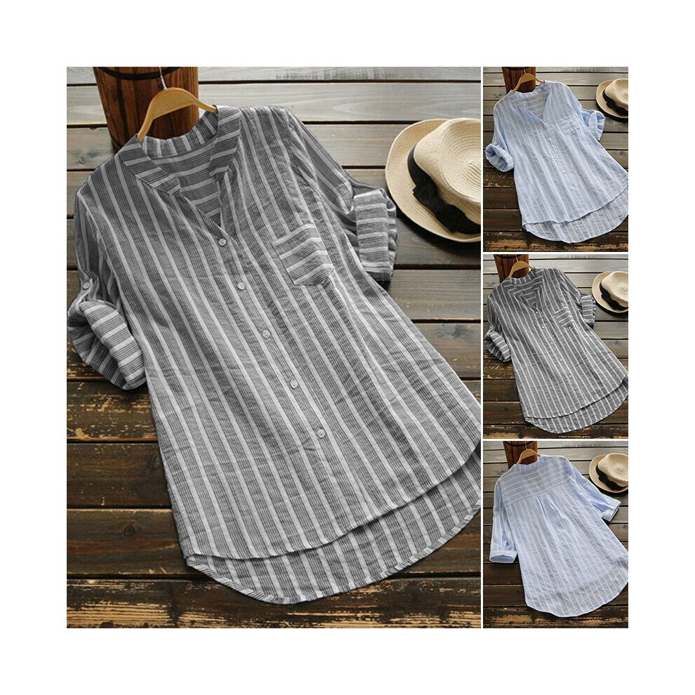 (black, 4XL) Blouse Women Stripe New Casual V-neck Striped seven-point Sleeve Half High Collar Shirt Women Blusas Camisas Feminina JQMY9903