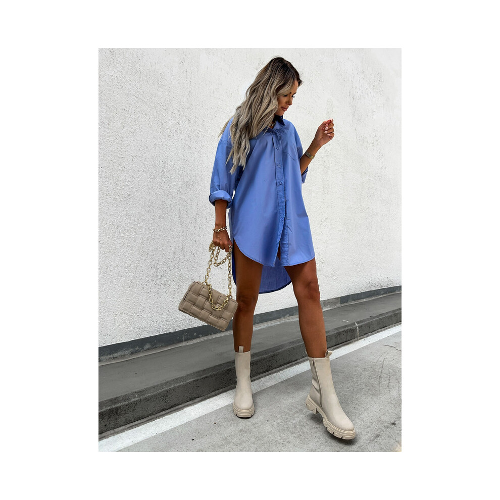 (Blue, L) Women Korean Fashion Casual White Shirts Tops 2022 Spring Summer Oversized Blouses Female Plain Loose Shirts Daily Streetwear