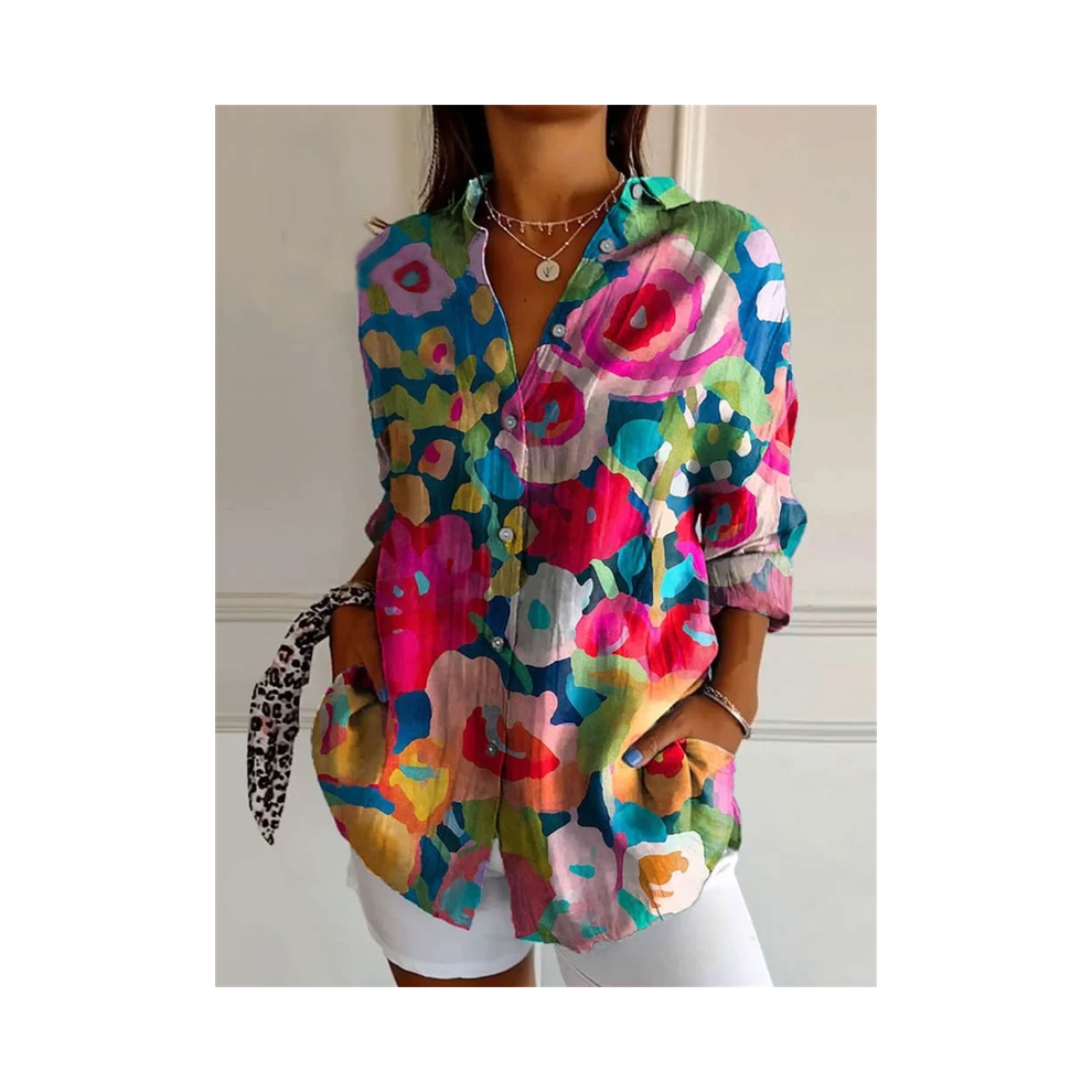 (LD3645, S) new women's long shirt summer European and American trendy half-sleeved shirt marine life flower pattern printing 3D fashio-image-OPC-PG8Z6N5-NEW