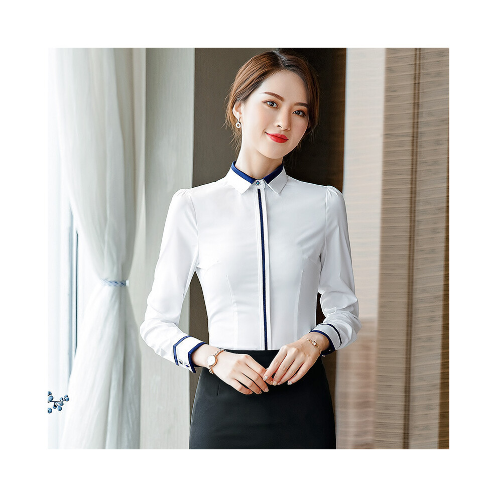 (White, 4XL) New Fashion Women Shirt  Spring Women Clothing Business Wear Long Sleeved Shirts Work Clothes OL White Shirt  Blouse Women