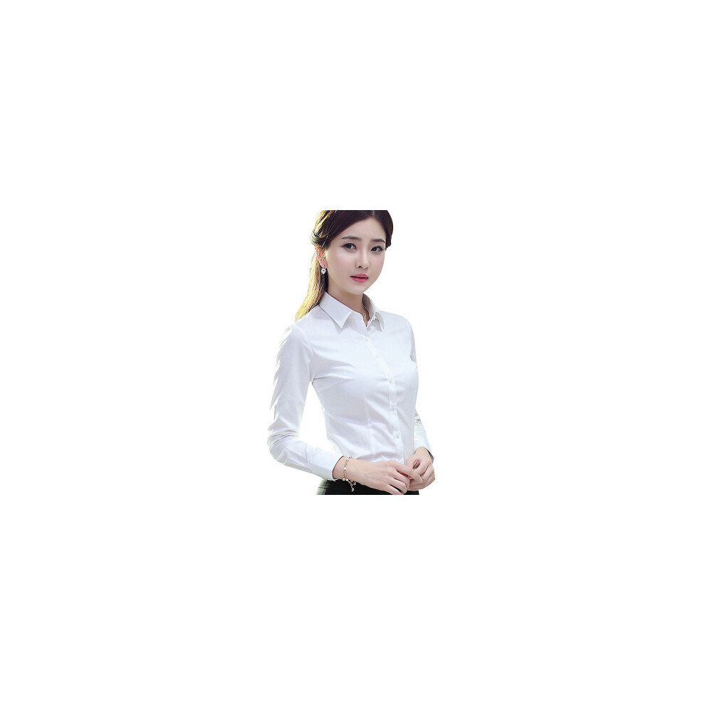Maxpower (1T33white, Xxxl) Korean Fashion White Shirt Women's Cotton Blended Ladies Shirt Long Sleeve Top Autumn Student Shirt Basic Women's Top
