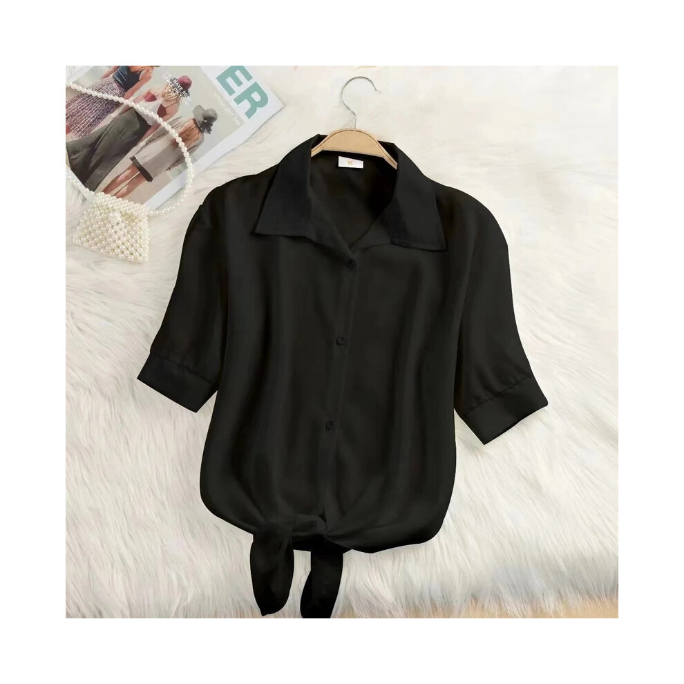 Maxpower (Black, Xxxl) New Womens Tops Fashion Women Summer Chiffon Blouse Short Sleeve Casual Shirt White Ropa Mujer Blusas Feminino