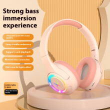 (Pink) 2025 new Bluetooth headset headset wireless plug-in card noise-cancelling e-sports game ultra-long battery life luminous mobile phone