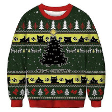 (XXXXXL, BFT160) Unisex's Ugly Christmas Sweater 3d Digital Print Holiday Party Crewneck Sweatshirt Pullover Men Women Tacky Xmas Jumper Tops