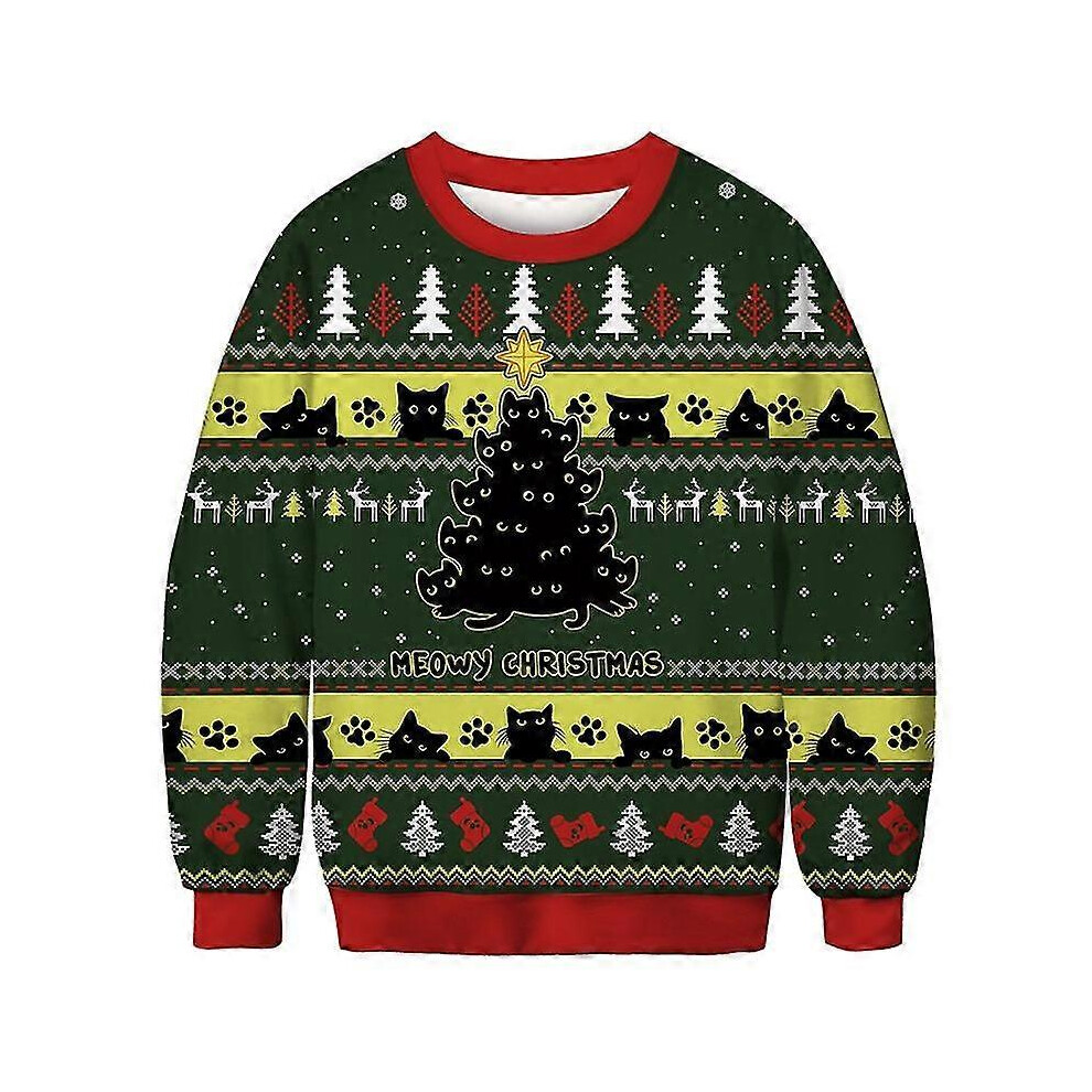 Wrezatro (Xxxxxl, Bft160) Unisex's Ugly Christmas Sweater 3D Digital Print Holiday Party Crewneck Sweatshirt Pullover Men Women Tacky Xmas Jumper Tops