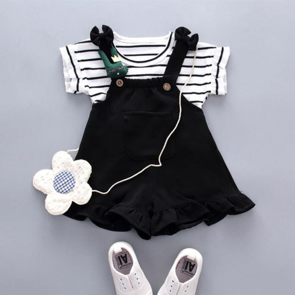 (black, 90) Girls&apos; Summer Wear Korean Girls&apos; Two Piece Set Of Children&apos;s Clothing Short Sleeve Suit 0-1-2-3 Years Old Children&apos;s Clothing