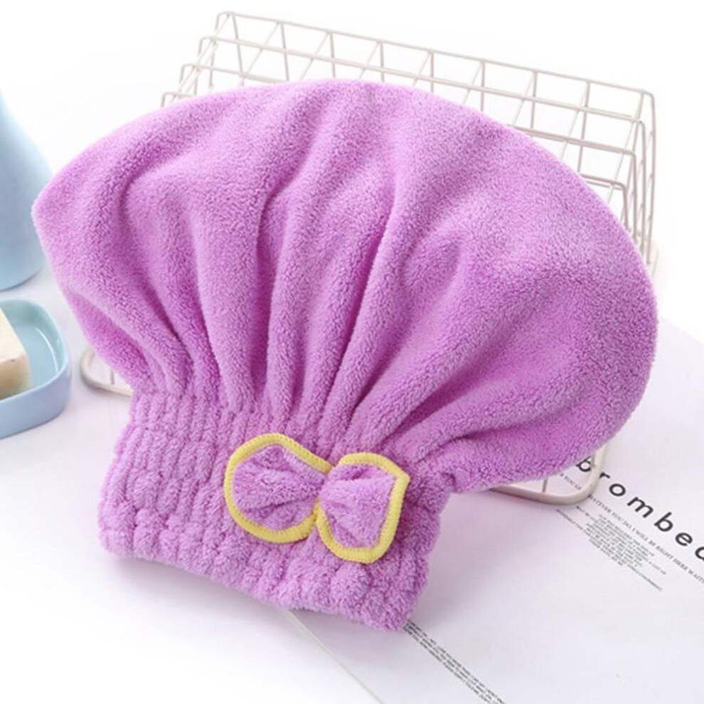 (light purple) Hair Turban Hair Hat Quick Dry Towel Women Head Wrap Hat Absorption Water
