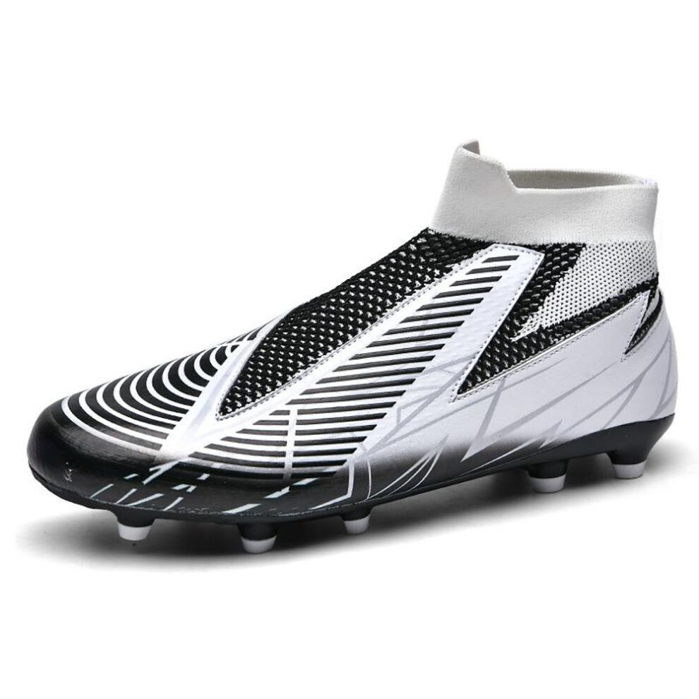 (black, 42) Men Football Boots Long Spikes High Ankle Soccer Shoes AG/TF Kids Outdoor Grass Cleats Soccer Boots Training Sport Football Shoes