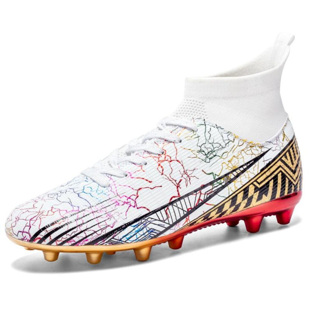 (white, 37) Fashion Unisex Soccer Shoes Football Cleats Soccer Ankle Boots Youth Training Sneakers Outdoor Sports Shoes Ronaldo