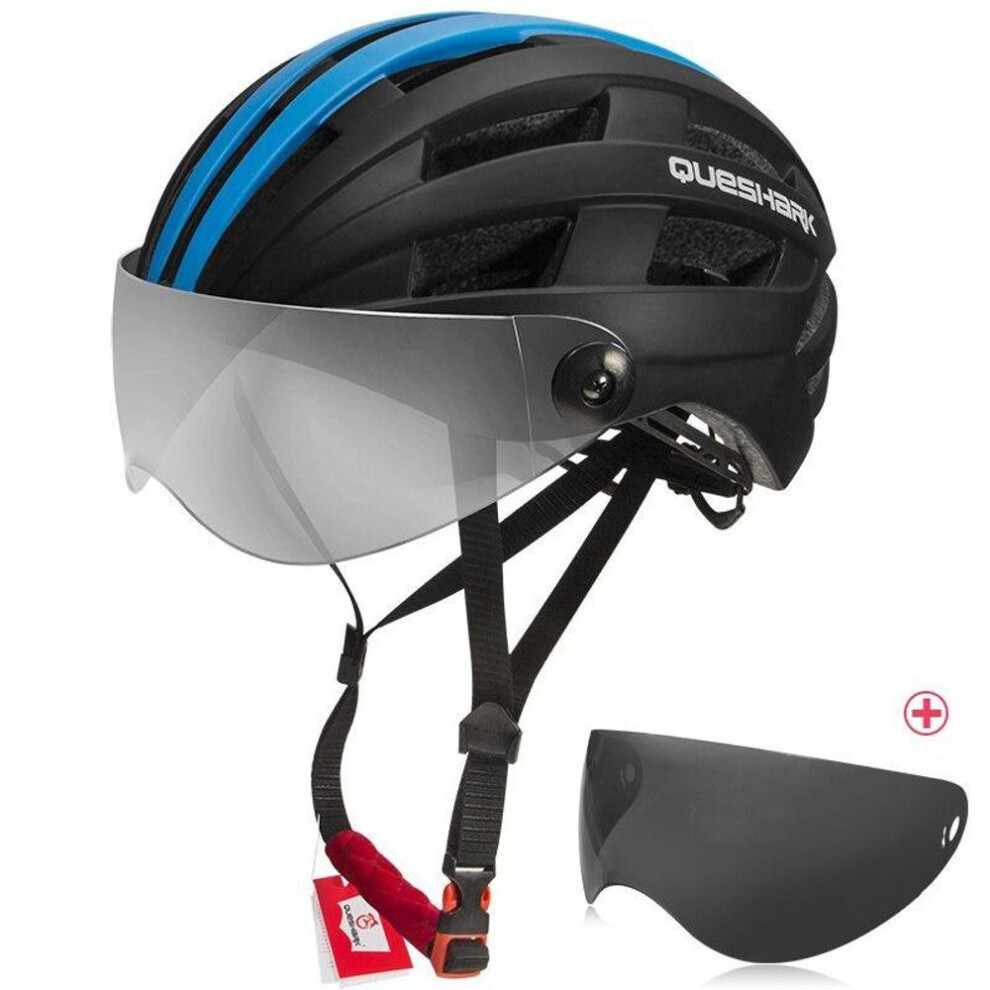 Queshark Magnetic Goggles Cycling Helmet Adult Mtb Bike Safety Cap Bicycle Helmet Grey Lens L Size 58-64cm