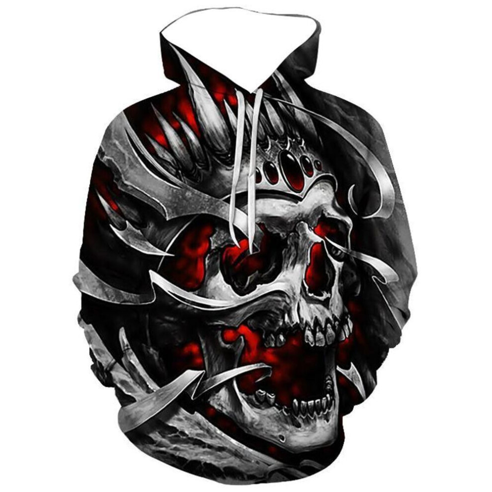 (black, XXL) Cool 3D Skull Hoodies Unisex Casual Personality Hoodie Sweatshirts For Men