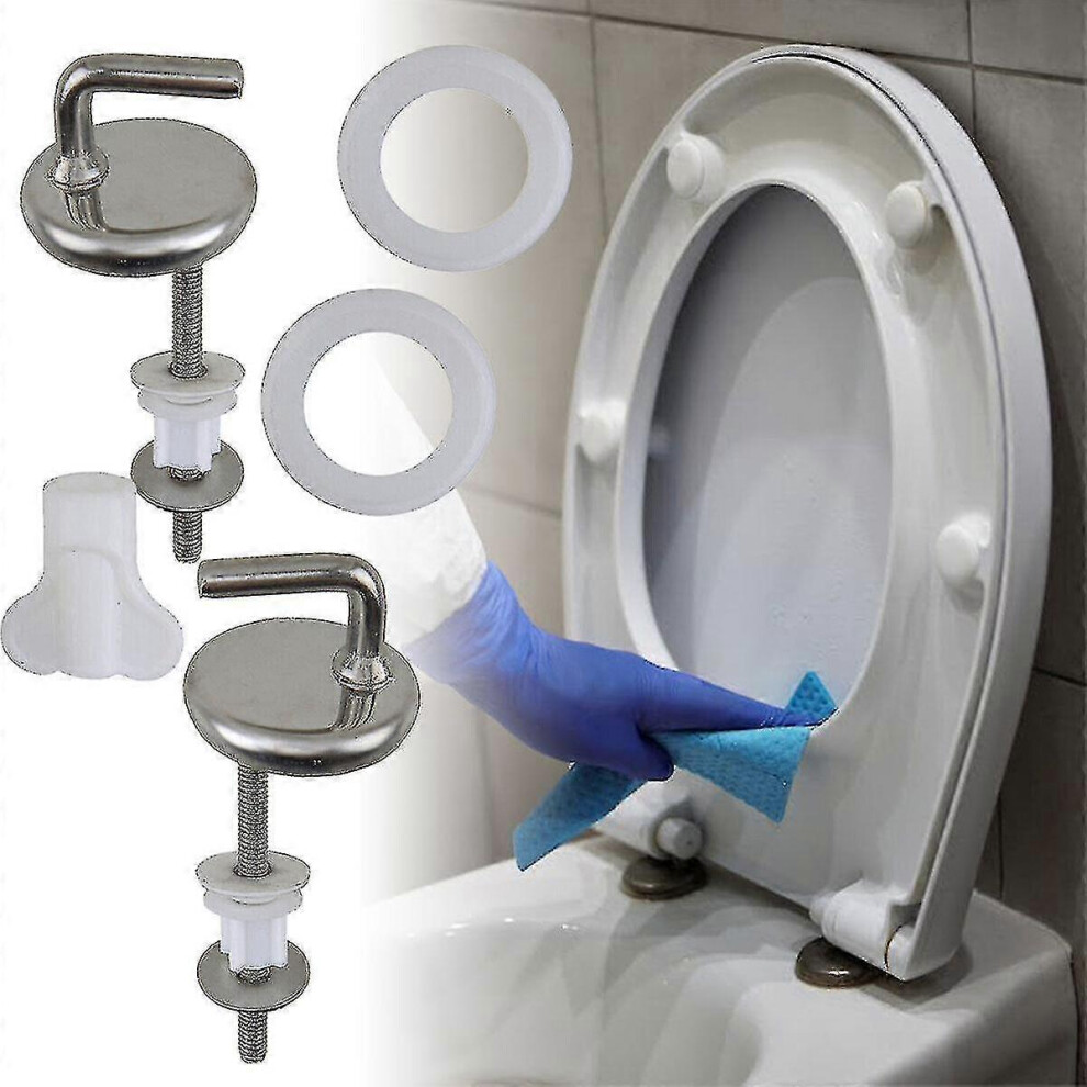 (As show, One size) 2X Toilet Cover Hinges Top Fix Toilet Seat Fittings Quick Release Hinges Steel-image-OPC-PG8ZKZ8-NEW