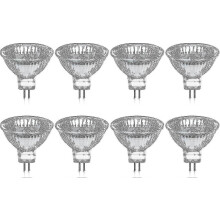 (As show, One size) Pack Of 8 Halogen Bulbs Gu5.3 Mr16 35w 12v Dimmable - Warm White 2800k, 400 Lumens, Glass Cover