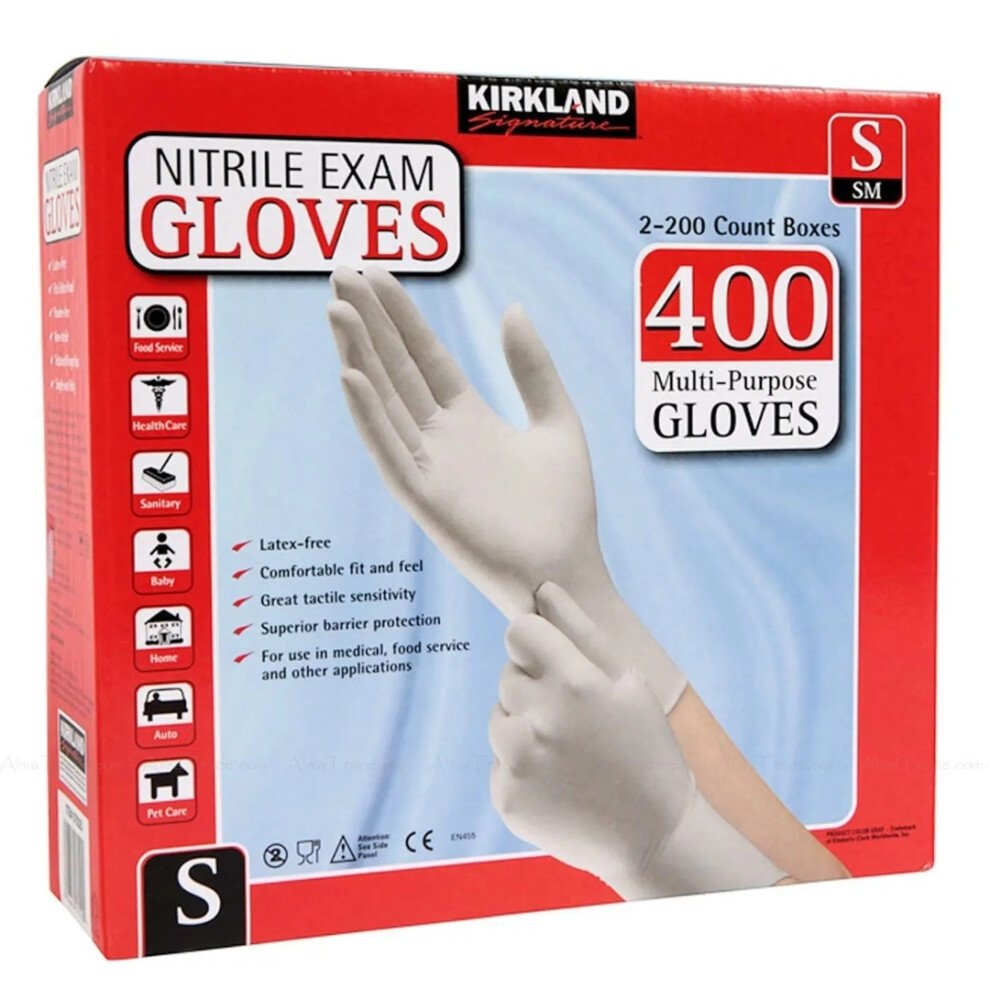 Kirkland Signature Nitrile Exam 400 Multi-Purpose Gloves Small
