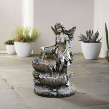 Graden Fairy Solar Powered Resin Rockery Decor Water Fountain