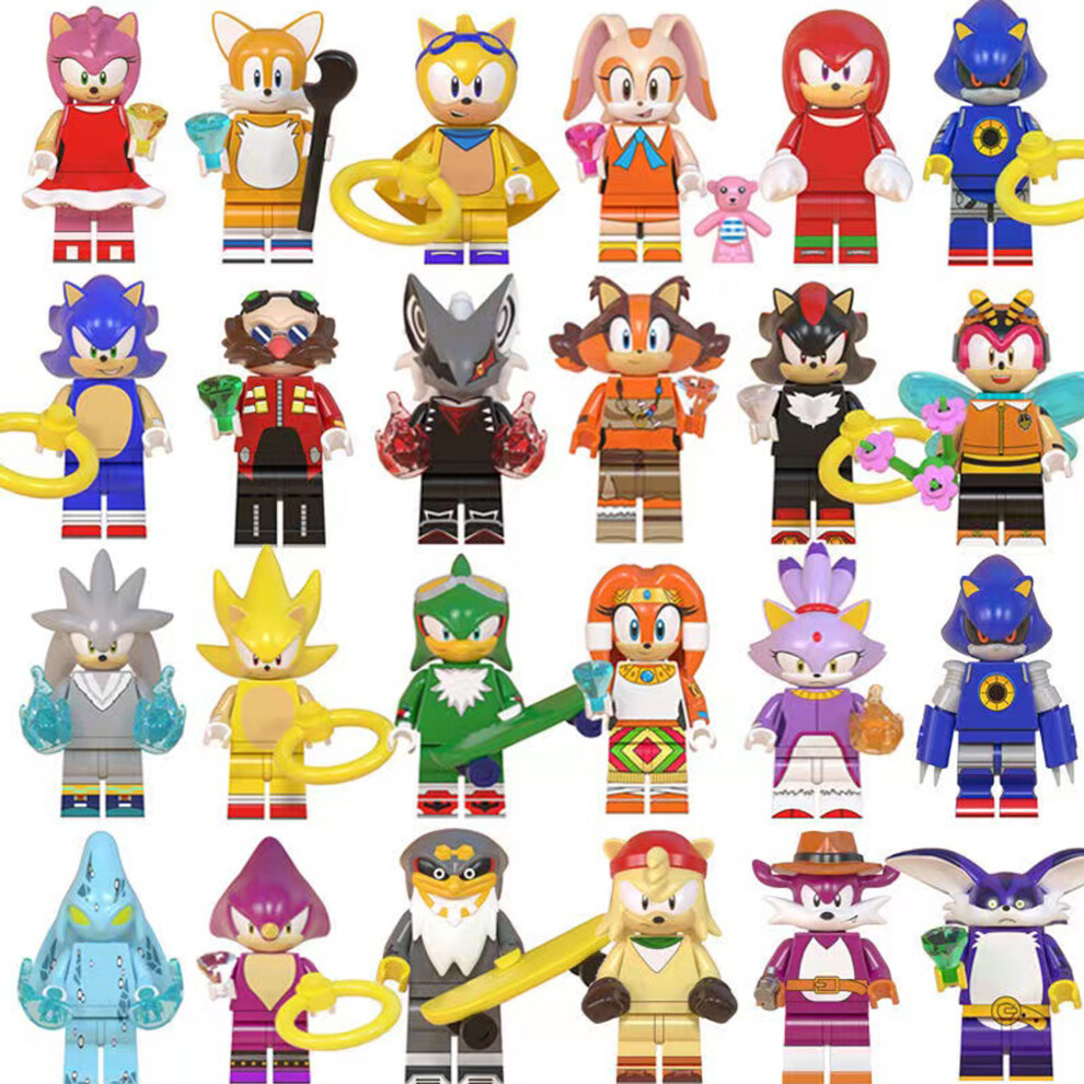 Bonxaif (24Pcs Sonic The Hedgehog) 24Ppcs Sonic The Hedgehog's Minifigure Fit Lego Kid Toy Gift