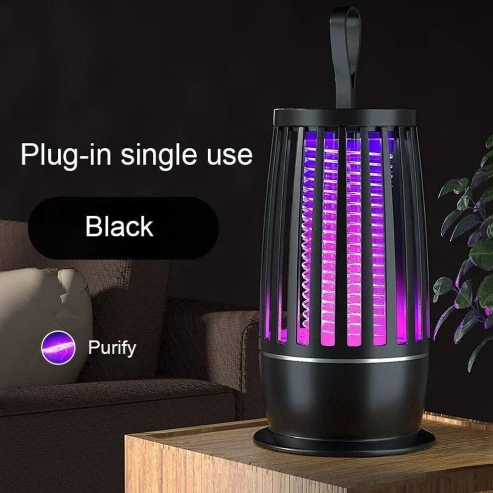 (Black-PLUG IN USE 1PC) 2pcs Portable Electric Mosquito Killer Lamp Rechargeable Fly Trap Zapper Insect Killer Repellent Bedroom Outdoor Anti Mosquito Trap