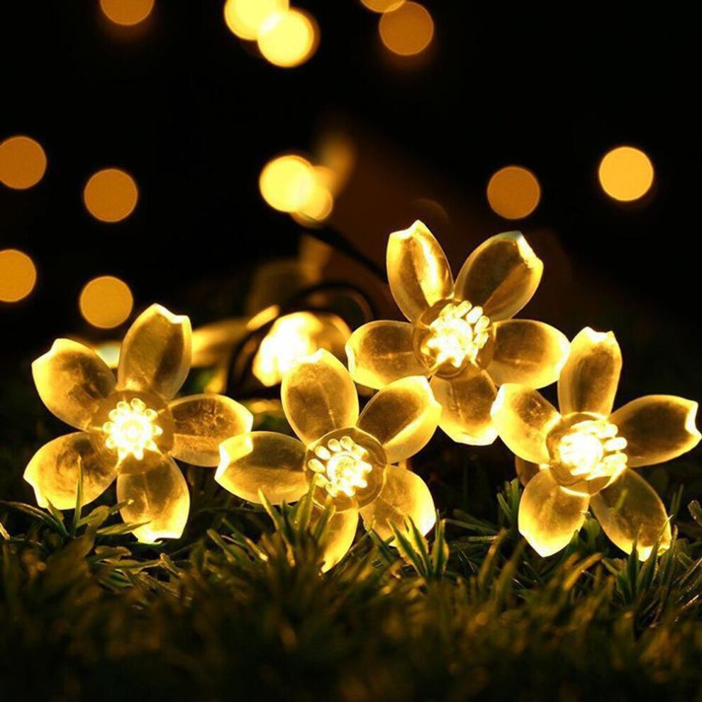 (warm white, 5M) Solar String Lights 5M 7M 12M 22M Cherry blossoms Garden lights LED String light Outdoor Fairy Lights Street Flower Garland