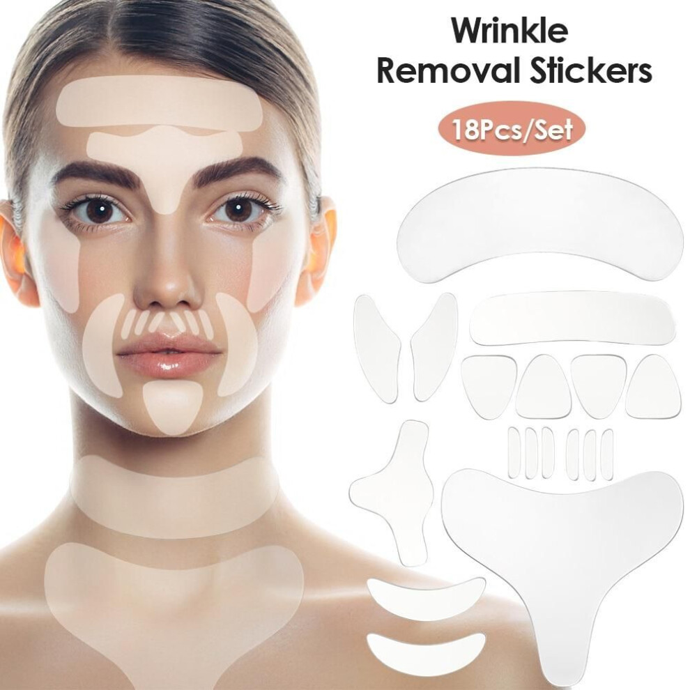 (18pcs/set) 18/16pcs Reusable Face Forehead Neck Chest Chin Wrinkle Patches Wrinkle Strips Wrinkle Removal Face Tape Anti Wrinkle Treatment Anti-ageing Pad