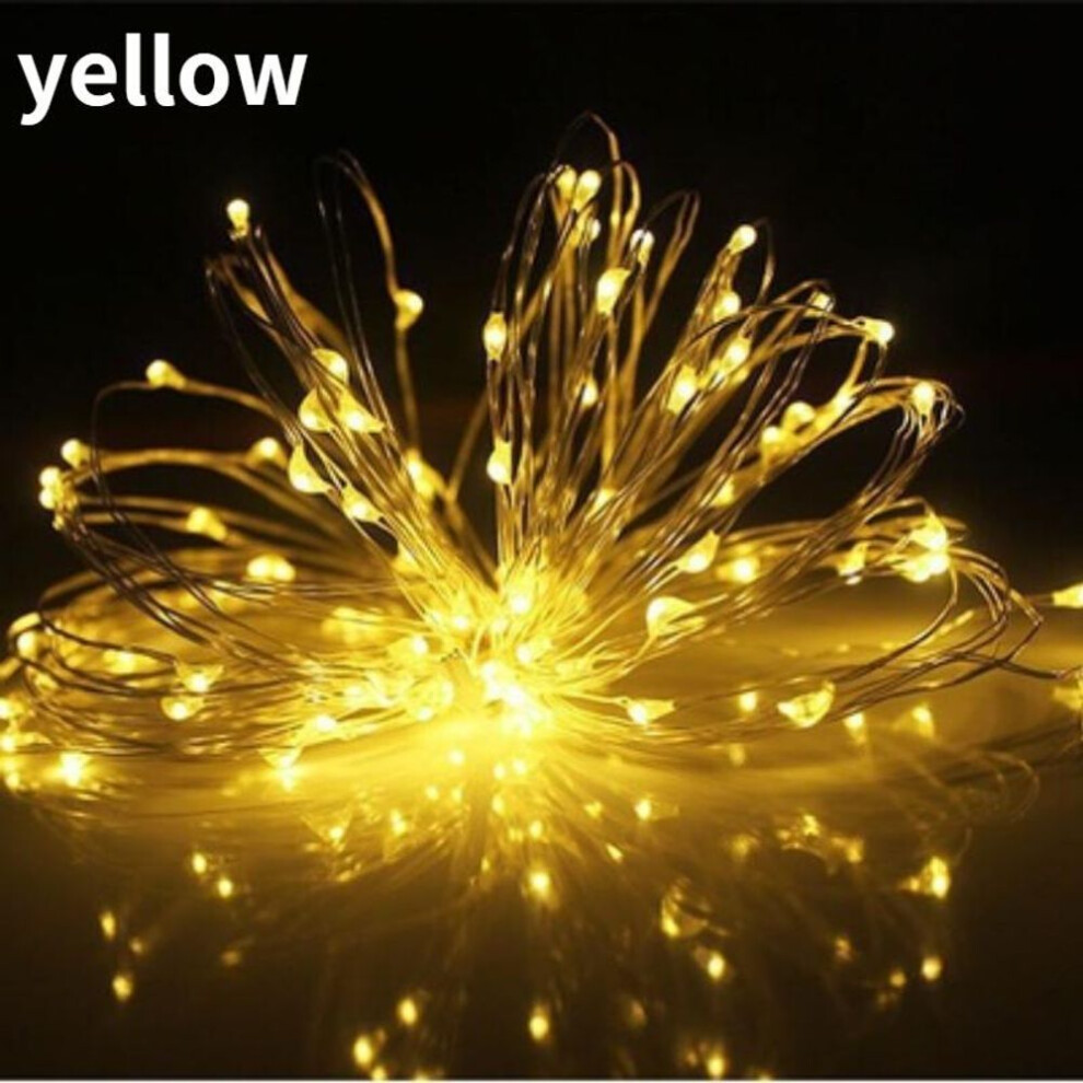 (yellow, 2M) 1m/2m/5m/10m/20m Usb Led String Lights Copper Silver Wire Garland Light Waterproof Fairy Lights For Christmas Wedding Party Decoration