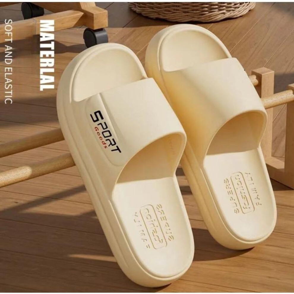 (light yellow, 36-37) Solid Color Open-toe Breathable EVA Anti-odor Slippers, Comfortable Non-slip Wear-resistant Leisure Slippers, Men&apos;s and Women&apos;s Slippers