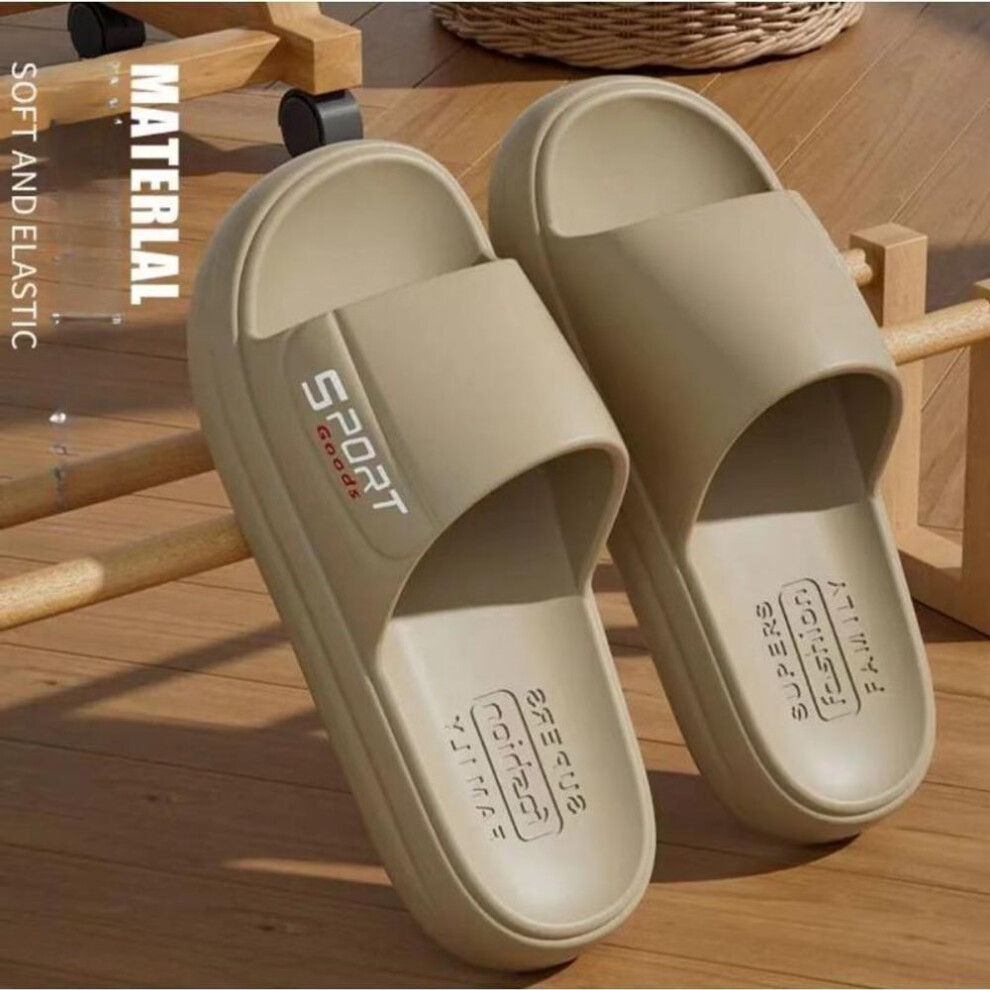 (khaki, 44-45) Solid Color Open-toe Breathable EVA Anti-odor Slippers, Comfortable Non-slip Wear-resistant Leisure Slippers, Men&apos;s and Women&apos;s Slippers