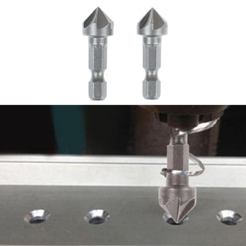 6 Flute Countersink Drill Bit Chamfer Cutting Woodworking Tool Hexagon Handle