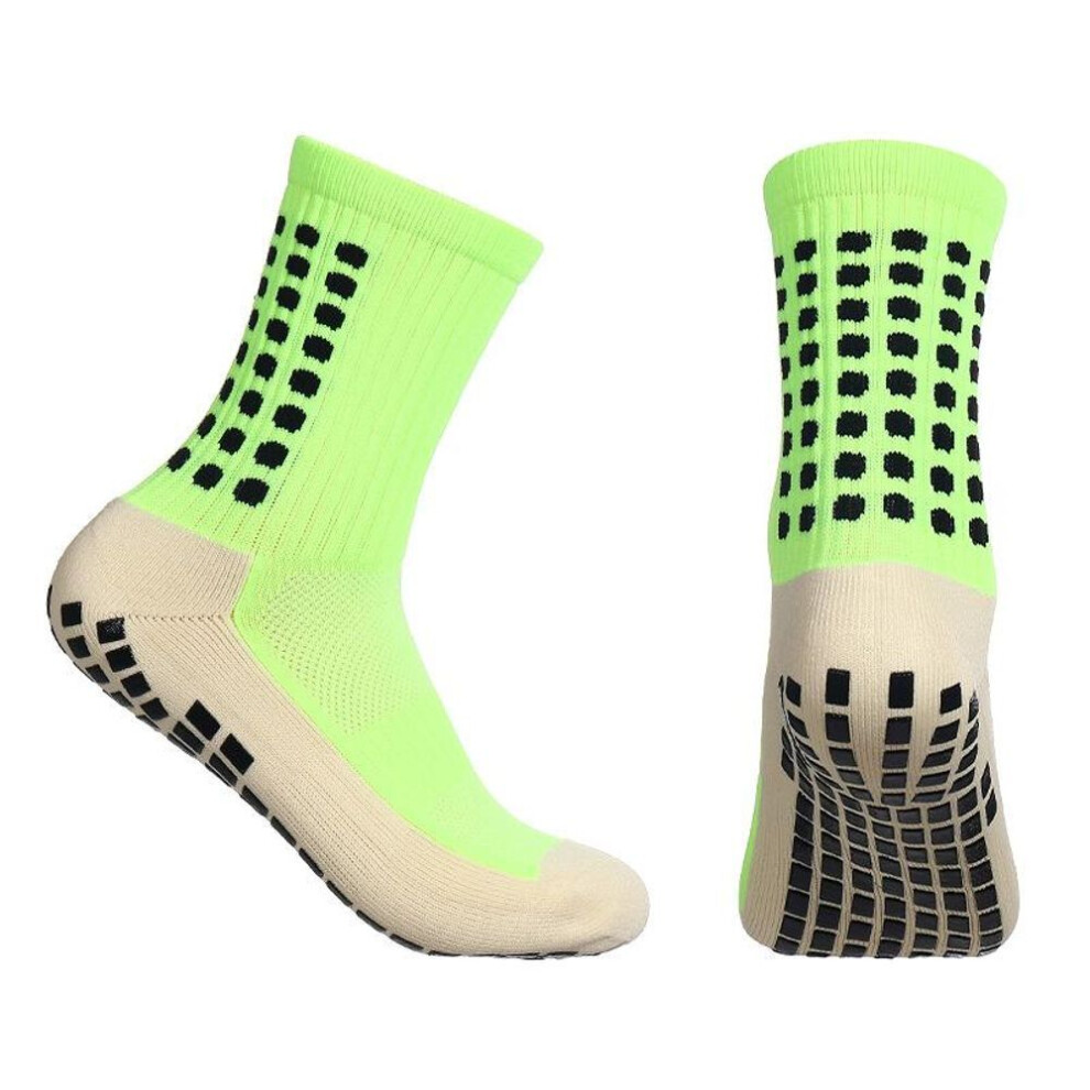 (light green, One Size) Anti-Slip Football Socks Men Women Sports Socks Breathable Silicone Bottom Soccer Outdoor Sport Running Cycling Grip Socks