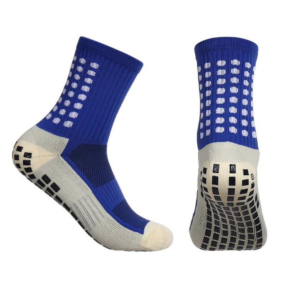 (blue, One Size) Anti-Slip Football Socks Men Women Sports Socks Breathable Silicone Bottom Soccer Outdoor Sport Running Cycling Grip Socks