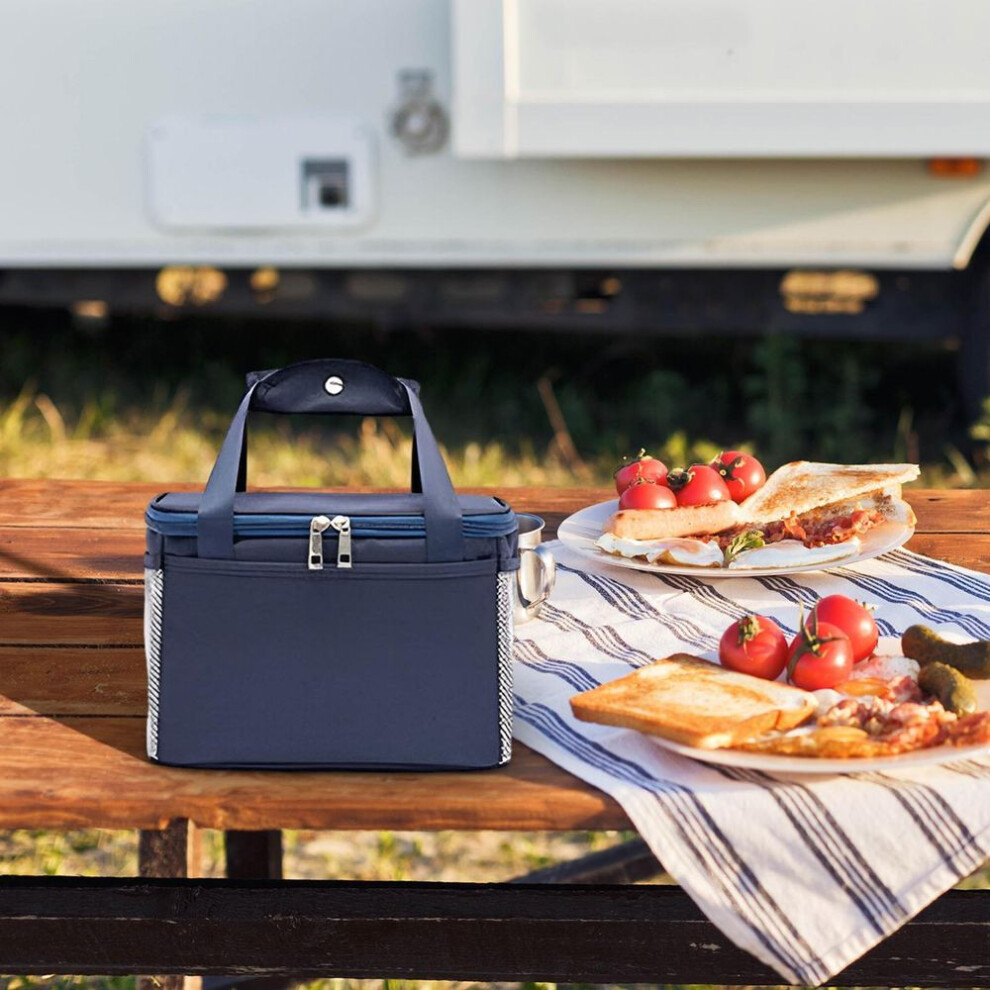 (as the picture, S dark blue) Insulated Cooler Bag Container Delivery Tote for Party Travel Hiking BBQ Work