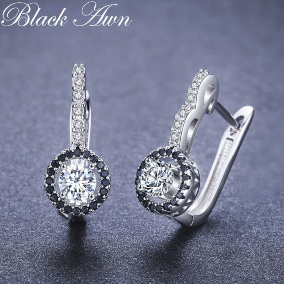 (as the picture) BLACK AWN Fashion Jewelry Earrings Black Stone Engagement Hoop Earrings For Women