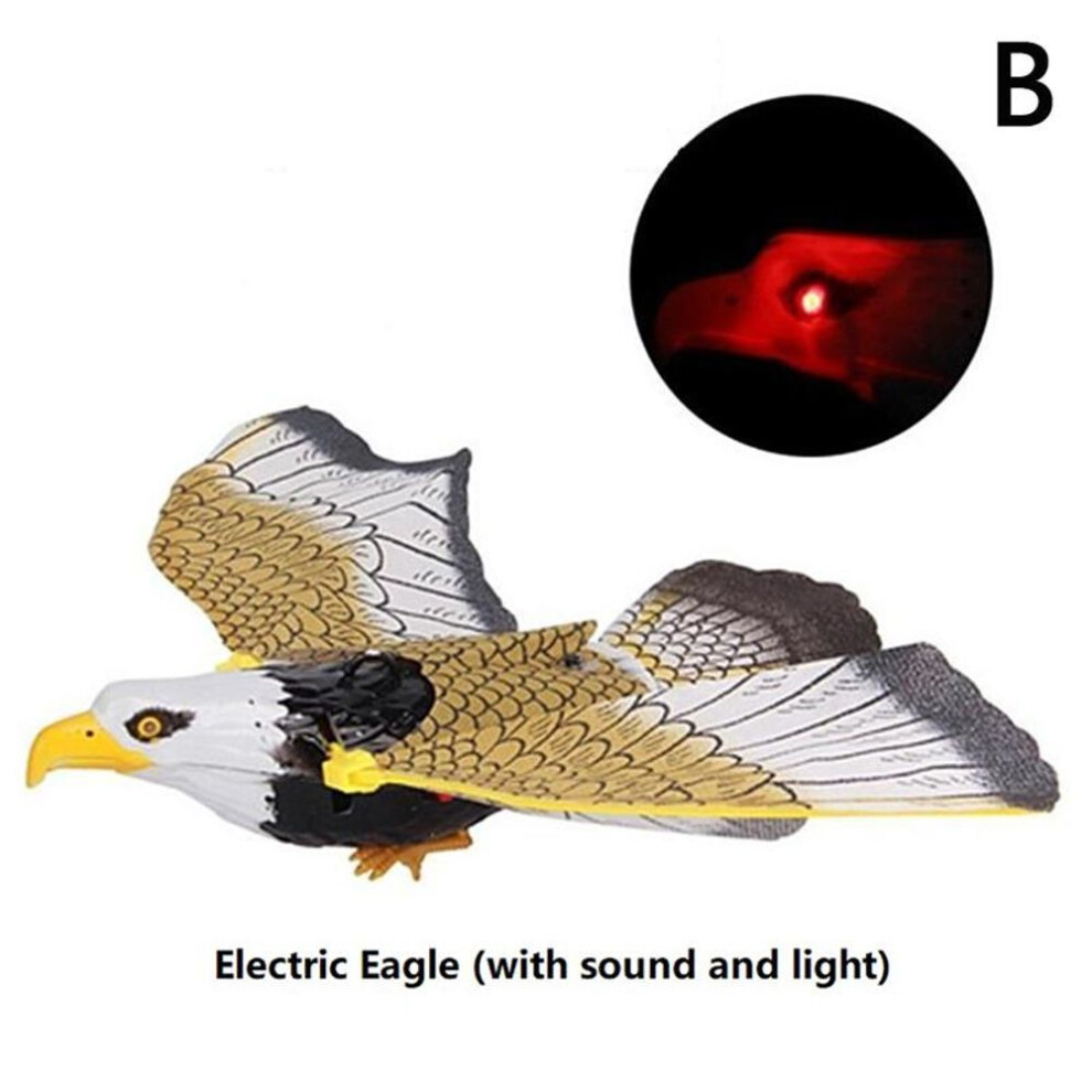 (With sound and light) 1pc Luminous Bird Repellent Hanging Eagle With Music Flying Bird Scarer Garden