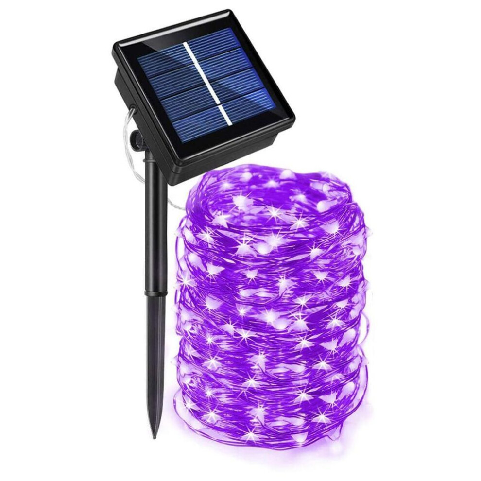(purple, 5M  2pack) LED Solar Light Outdoor Lamp String Lights for Holiday Christmas Party Waterproof Fairy Lights Garden Garland Lantern