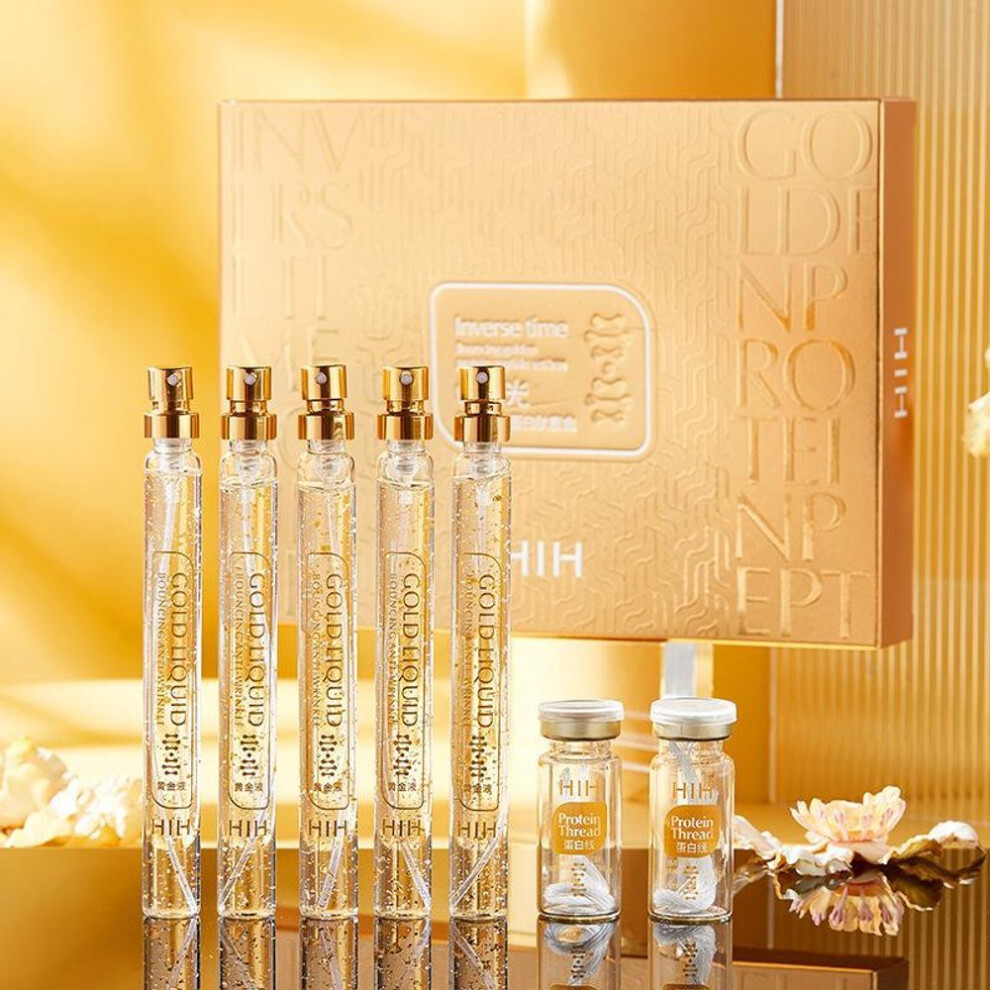 (as the picture, 15ml*5+20 roots*2 bottles) Instant Lift Korean Protein Thread Lifting Set Face Filler Absorbable Collagen Protein Thread Firming Anti-Aging Facial Essence