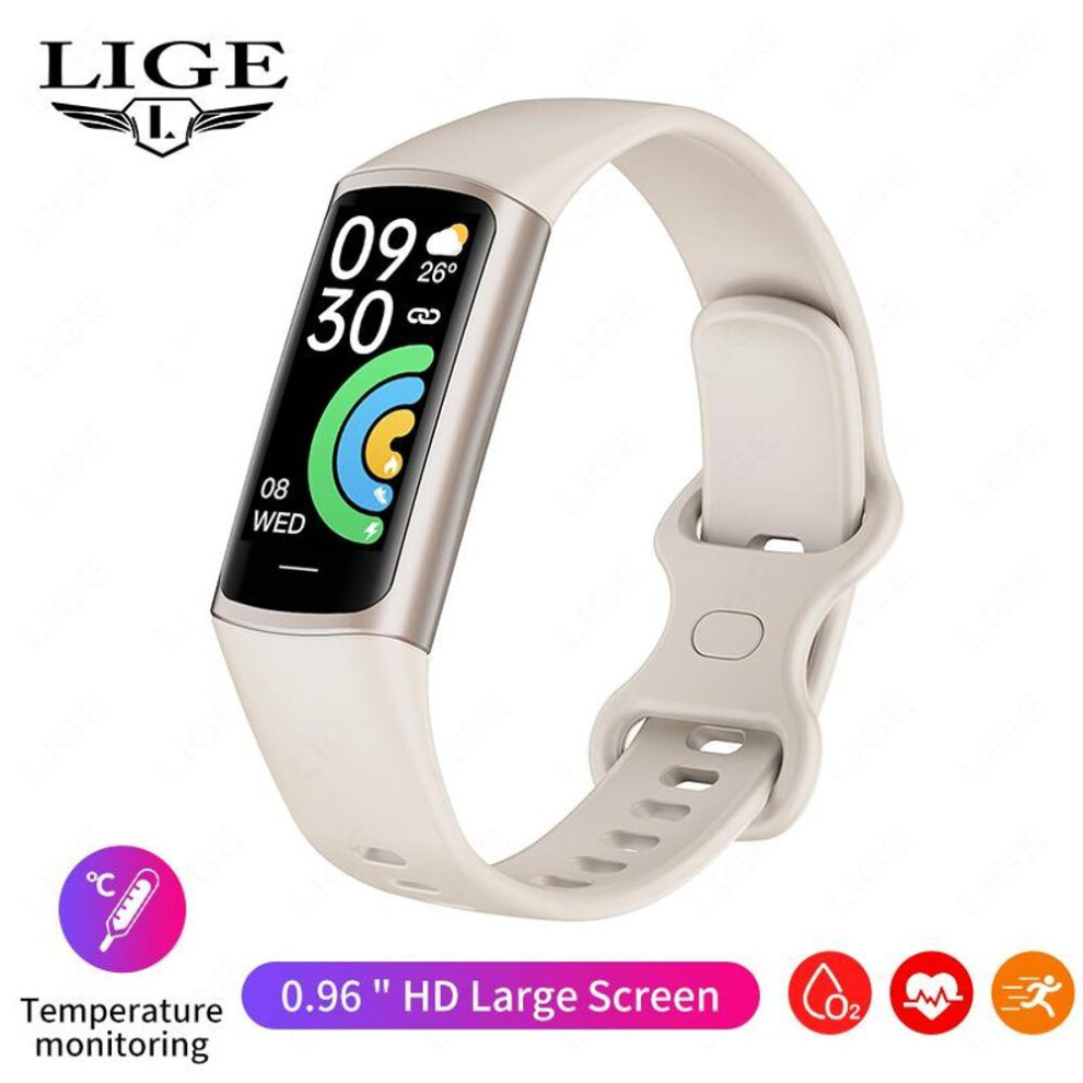 (white, silicone  strap) Lige New Sports Smart Watch 0.96" Usb Charging Bluetooth Connection Waterproof Smart Bracelet Sports Fitness Health Tracker Suitable For Android
