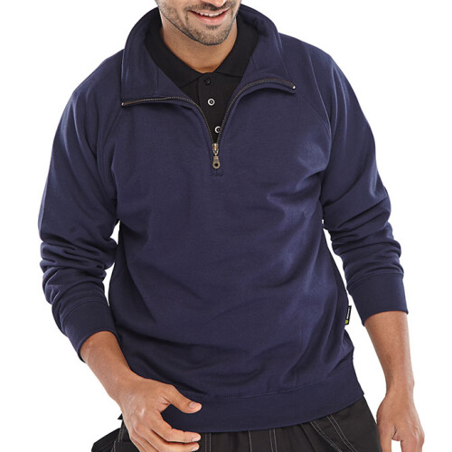BEESWIFT QUARTER ZIP SWEATSHIRT NAVY BLUE XS
