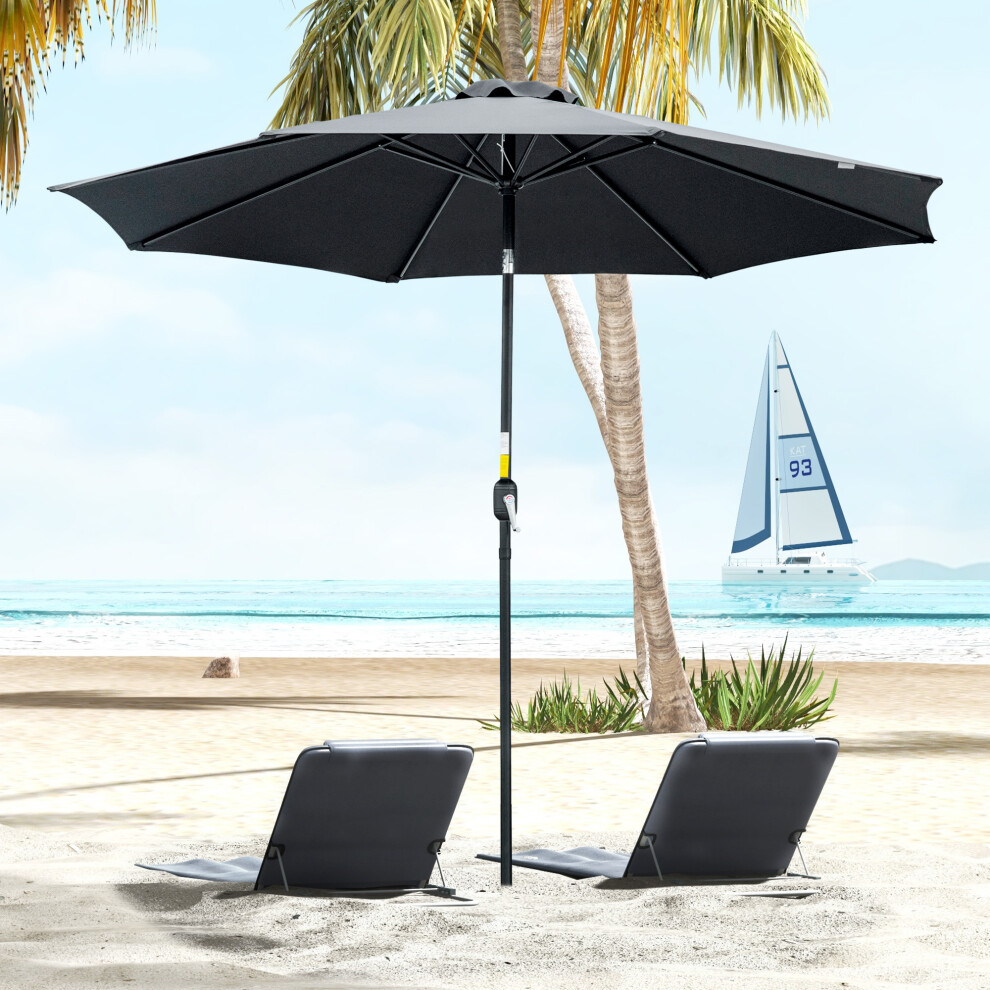 Outsunny 3(M) Patio Umbrella Outdoor Sunshade Canopy W/ Tilt & Crank Black
