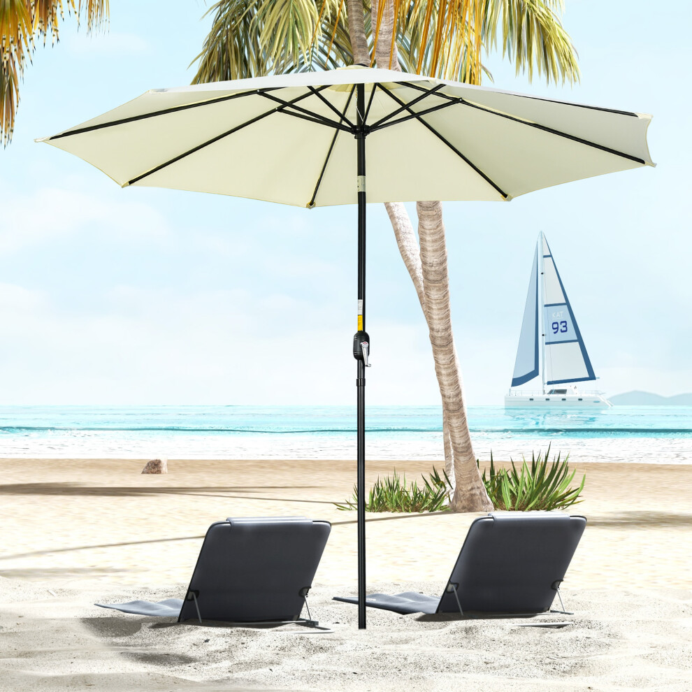 Outsunny 3(m) Patio Umbrella Outdoor Sunshade Canopy w/ Tilt & Crank Beige
