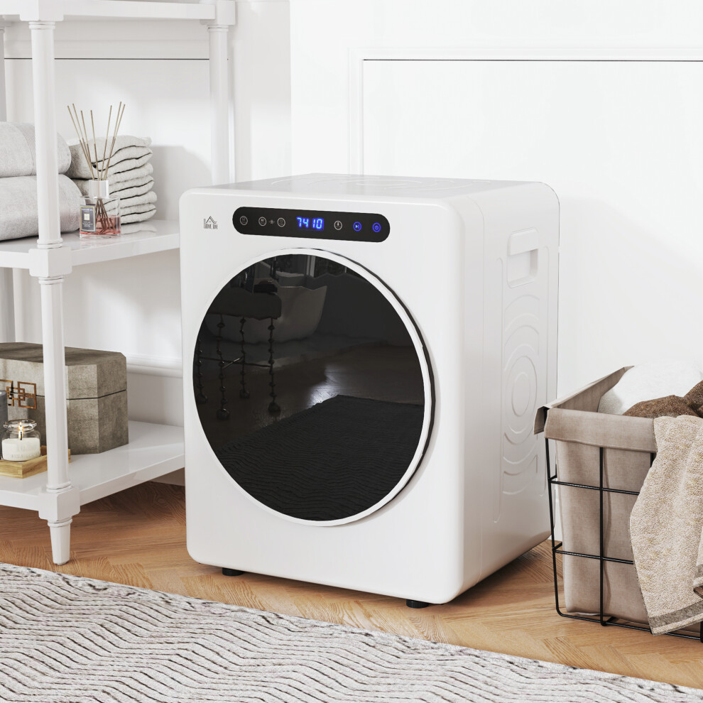 HOMCOM Vented Tumble Dryer 5kg Wet Laundry/3kg Dry Capacity 1000W White | Compact Freestanding Tumble Dryer, Anti-Crease, ECO Modes, Multiple Timer, Heat Setting for Apartment, Home, Dorm, RVs - Image 6