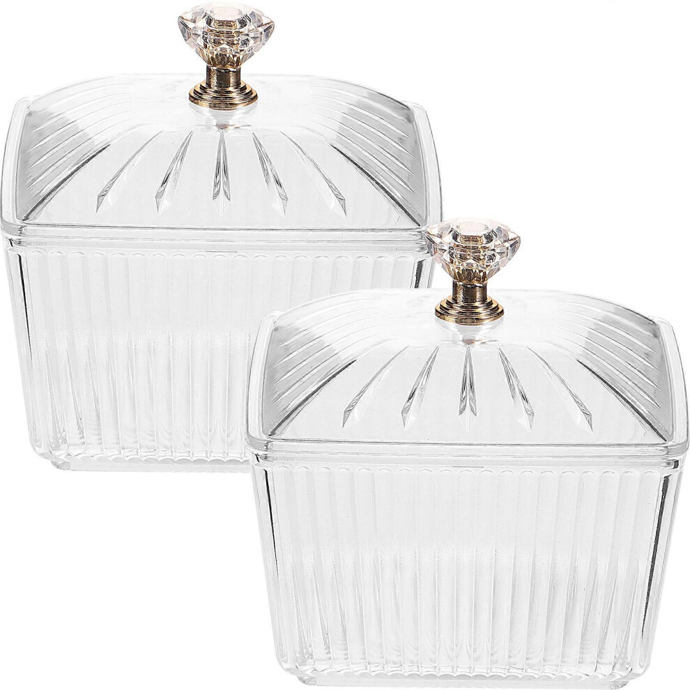 Kricely (As Show, One Size) 2Pcs Sweets Jars Candy Jar Sugar Snacks Bowl Cookie Container Buffet Storage Container With Lid